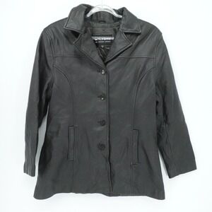 Wilsons Leather Jacket Womens XL Brown Button Front Butter Soft Lined‎ Classic